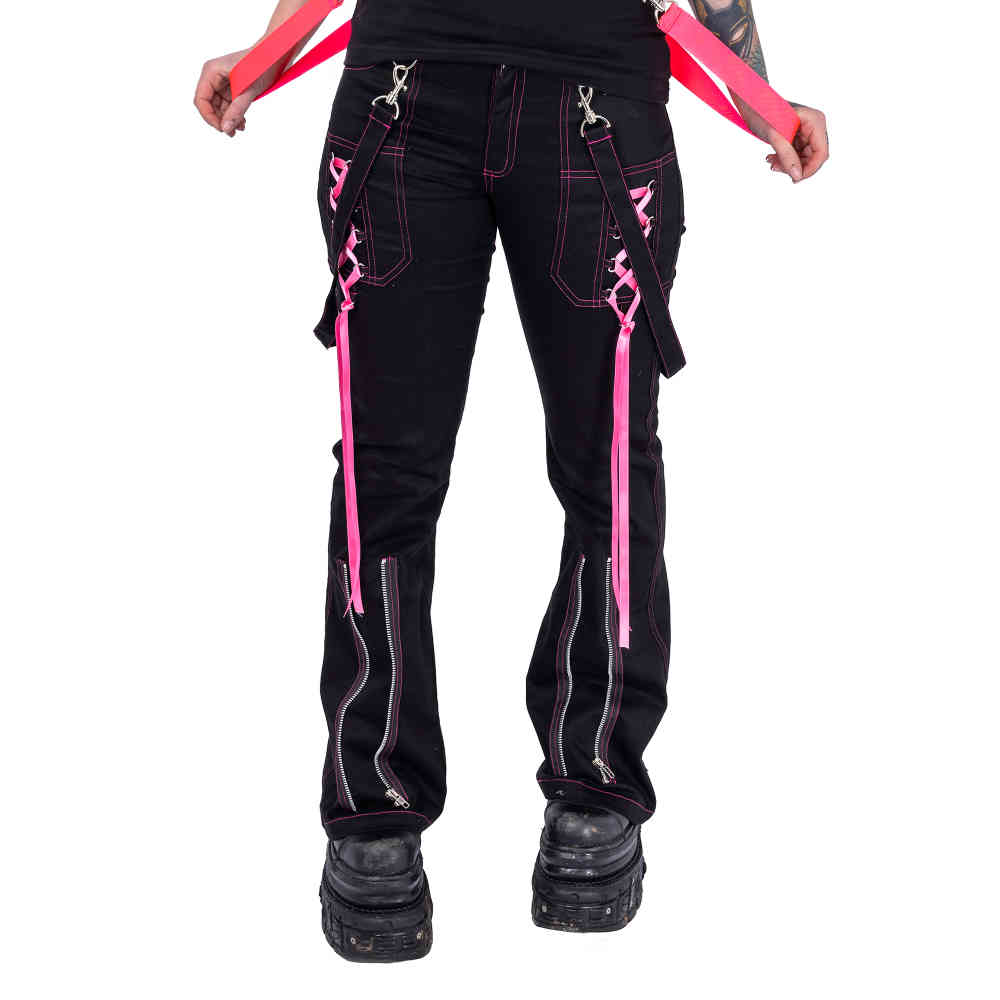 Poizen Industries - FUSE Pantalon large - Noir/Rose